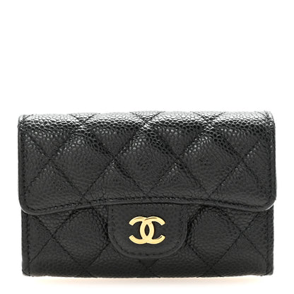 Chanel Caviar Quilted Flap Card Holder Wallet Black 1 of 9