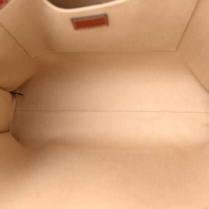Chloe Cotton Calfskin Large Woody Ribbon Tote White Brown 5 of 10