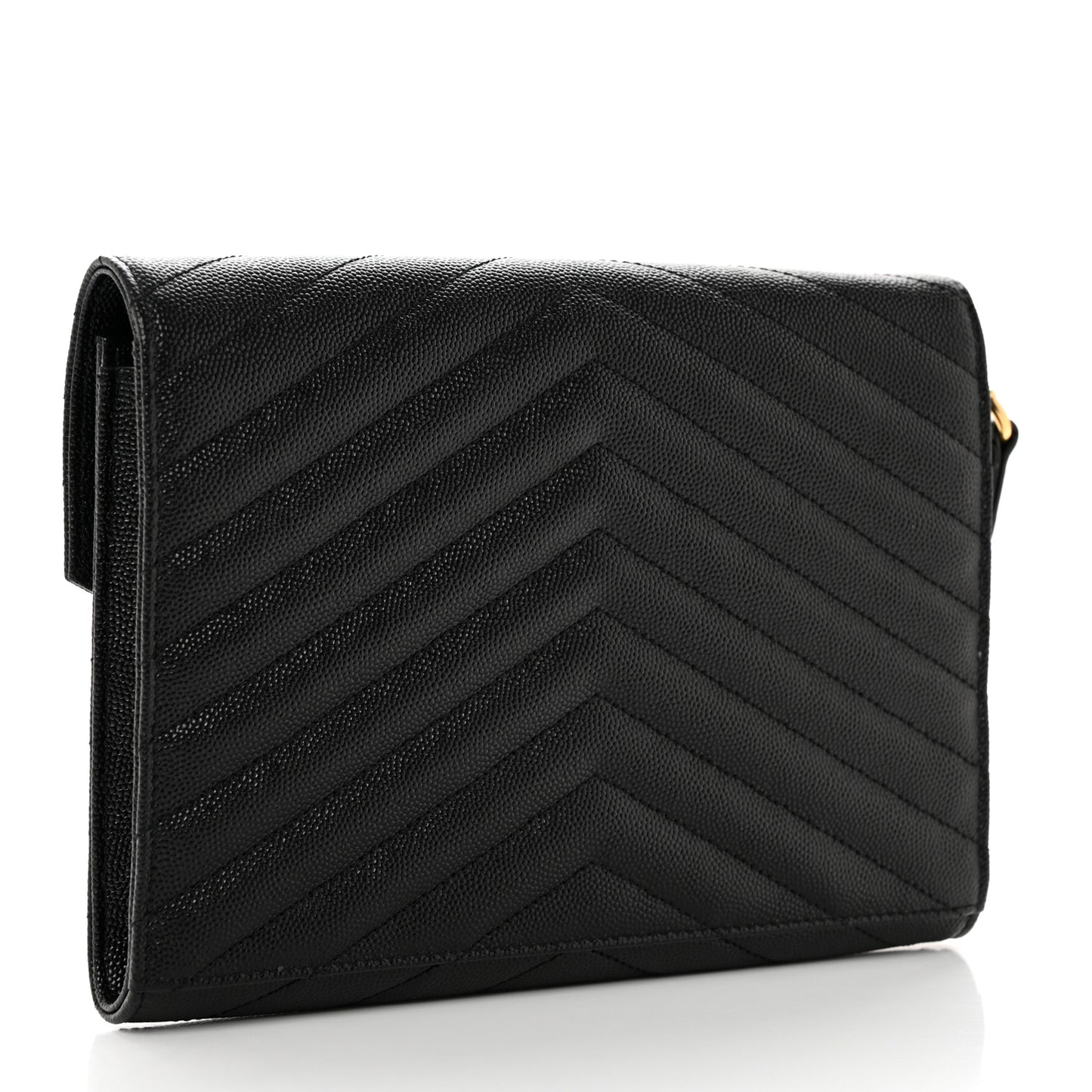 Grain De Poudre Matelasse Chevron Monogram Envelope Clutch Black