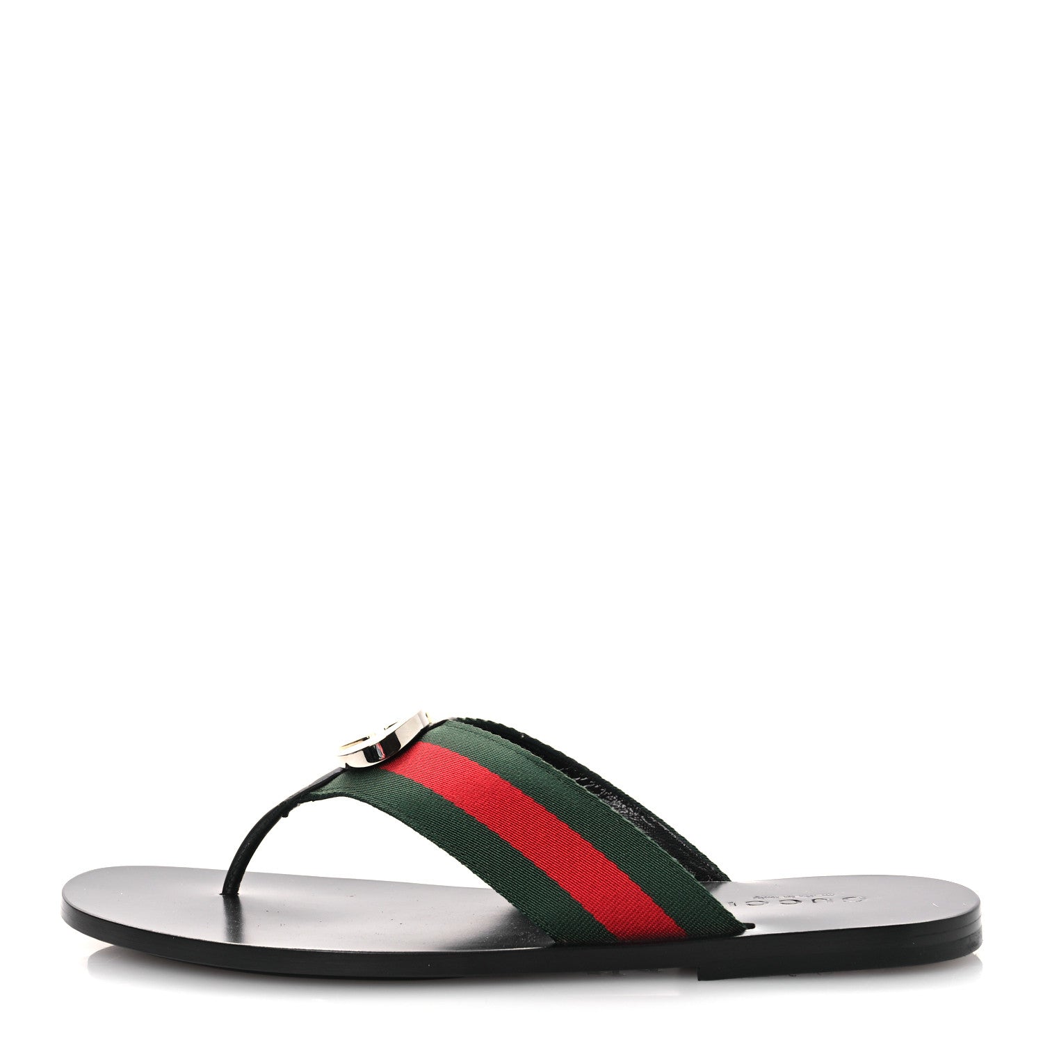 Gucci Nylon Calfskin Web Mens GG Thong Sandals 8.5 Green Red Black 1 of 11