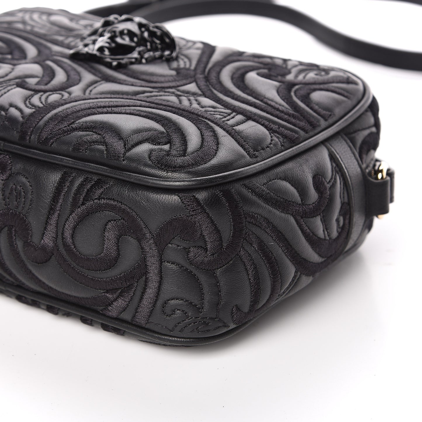 Nappa Embroidered Baroque Palazzo Camera Bag Black