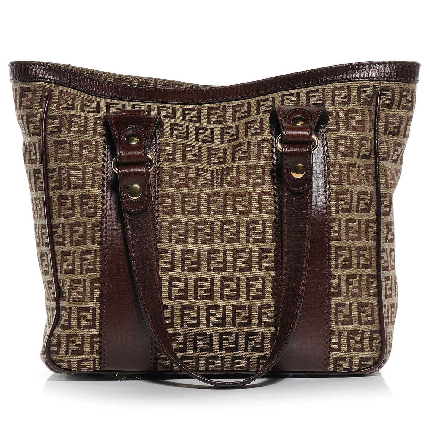 Zucchino Vitello Shopping Tote Mogano Panna Bruciato
