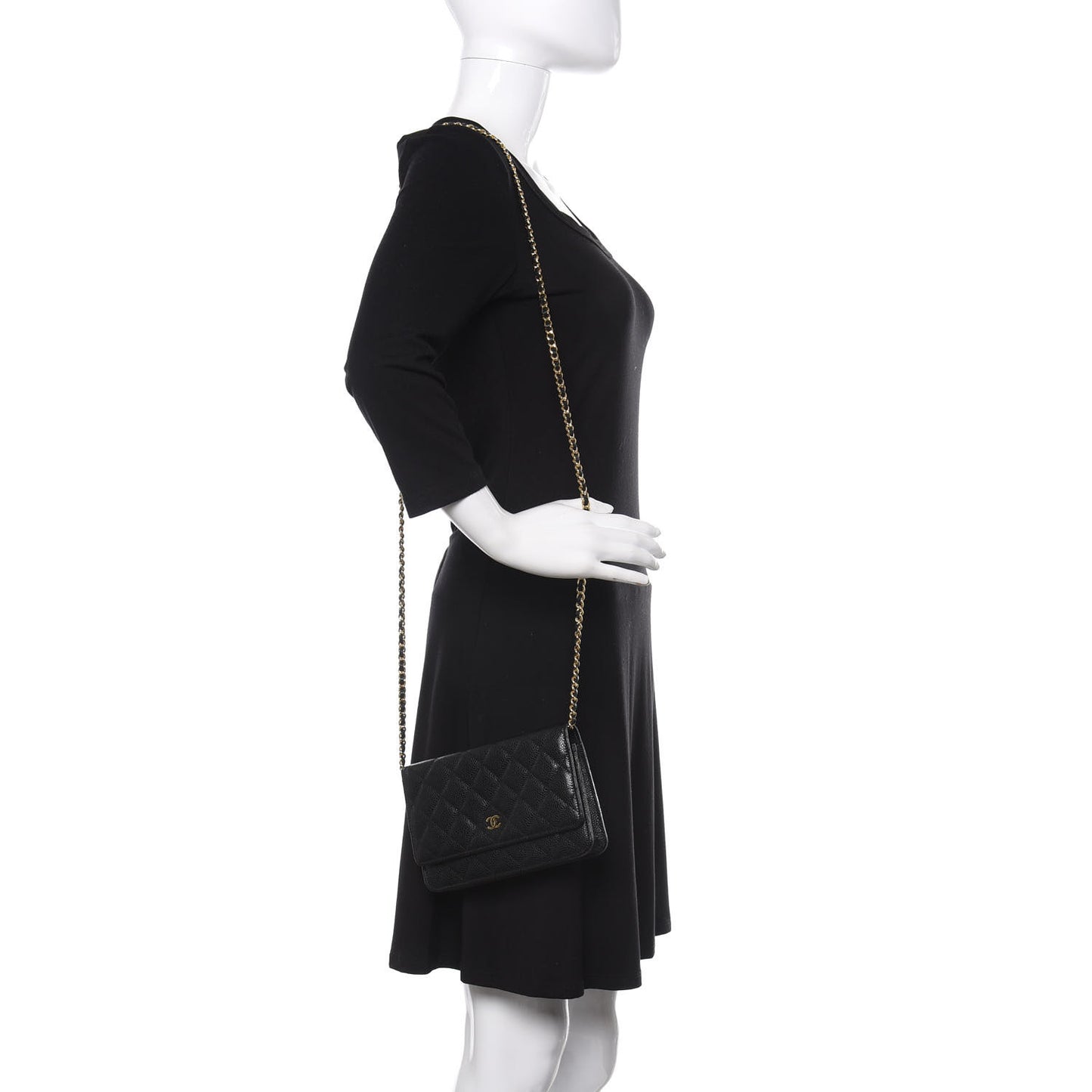 Caviar Quilted Wallet On Chain WOC Black