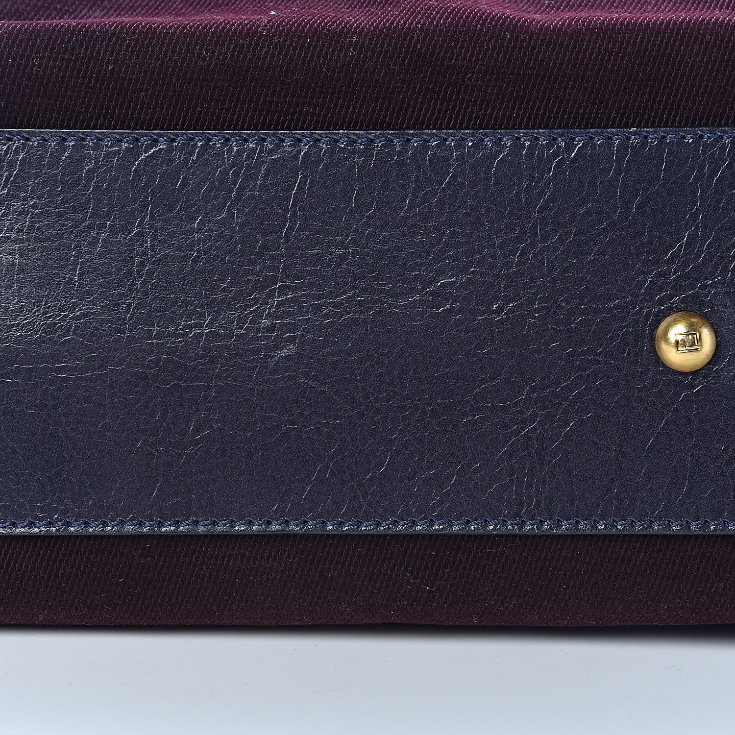 Fendi Denim Vitello Zucca Medium Peekaboo Iconic Satchel Vinaccia Blue Navy 13 of 15