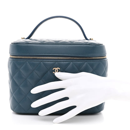 Chanel Caviar Quilted Large Vanity Pouch Blue 3 of 9