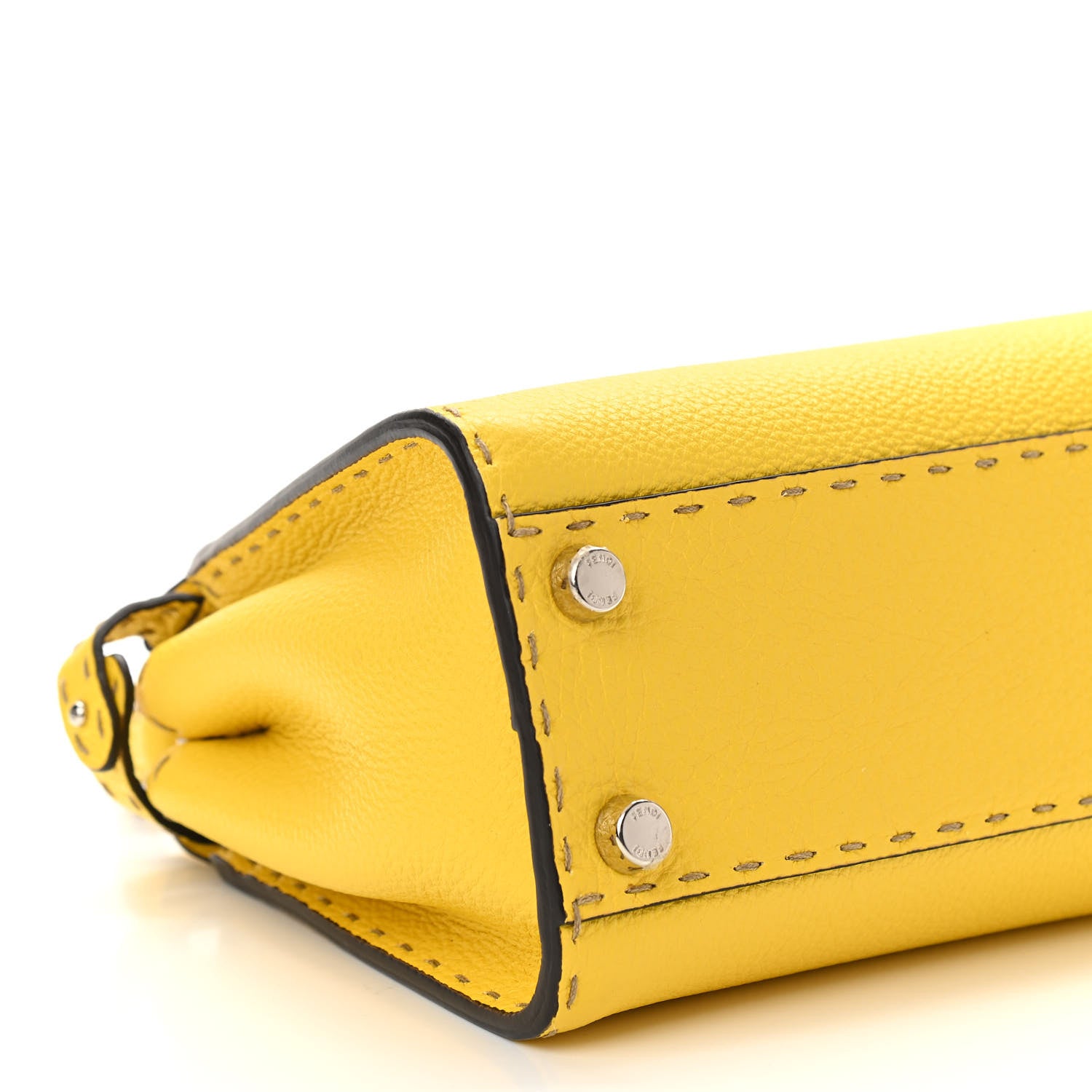 Fendi Cuoio Romano Selleria Mini Peekaboo Iconic Satchel Limone 8 of 9