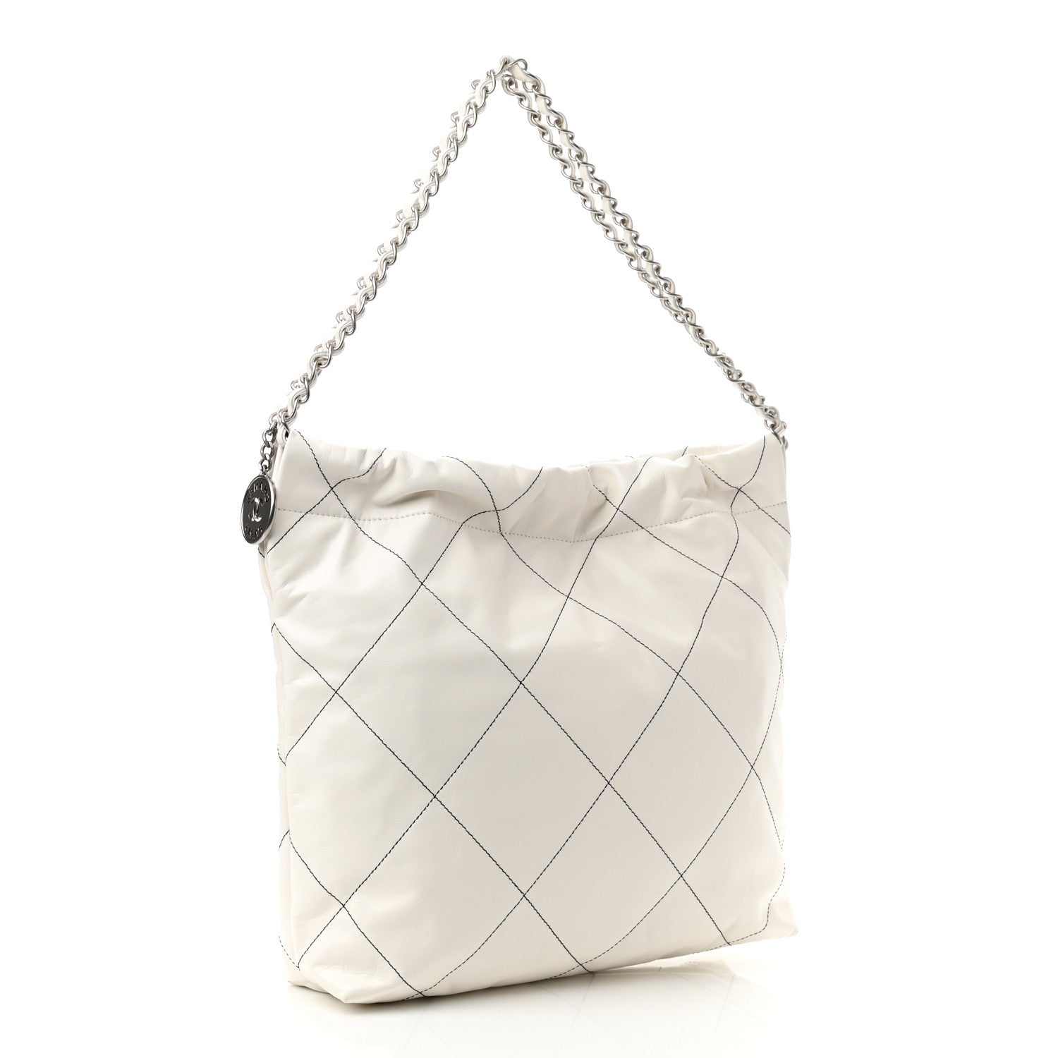Chanel Shiny Calfskin Quilted Small Chanel 22 White 4 of 12