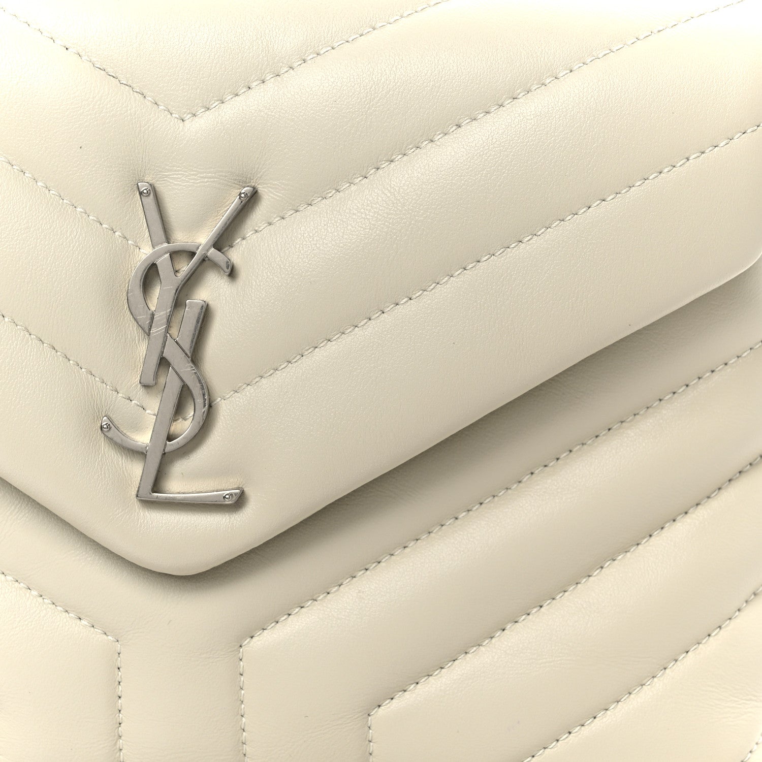 Saint Laurent Calfskin Y Quilted Monogram Small Loulou Chain Satchel Crema Soft 15 of 21