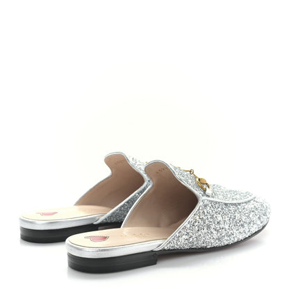 Gucci Glitter Womens Princetown Slippers 39 Silver 4 of 9