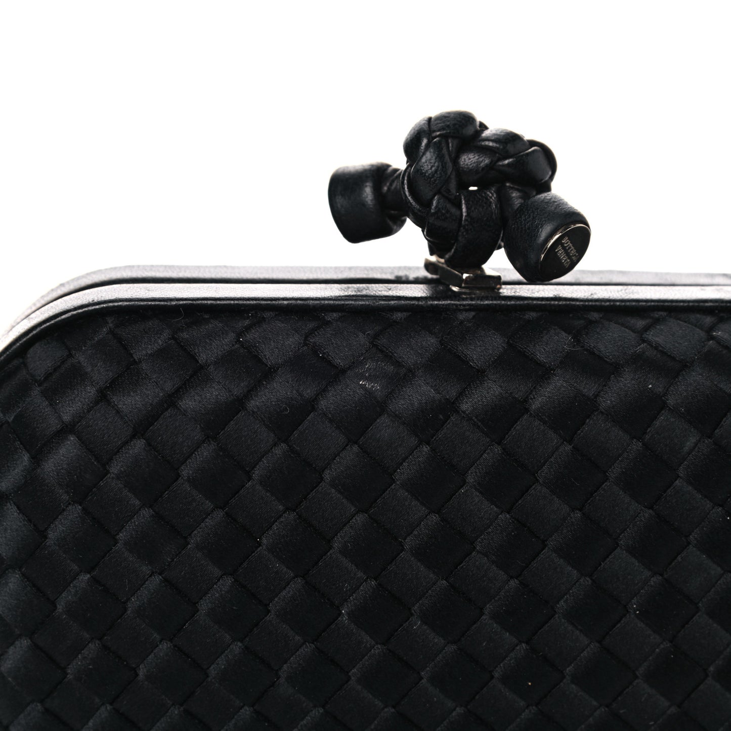 Satin Intreccio Impero Knot Clutch Black