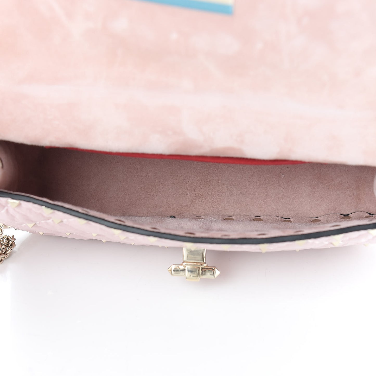 Craquele Nappa Small Rockstud Spike Shoulder Bag Water Rose