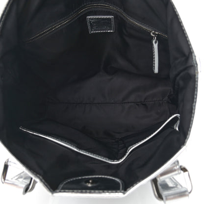 Burberry Metallic Calfskin Beat Check Tote Silver 5 of 7