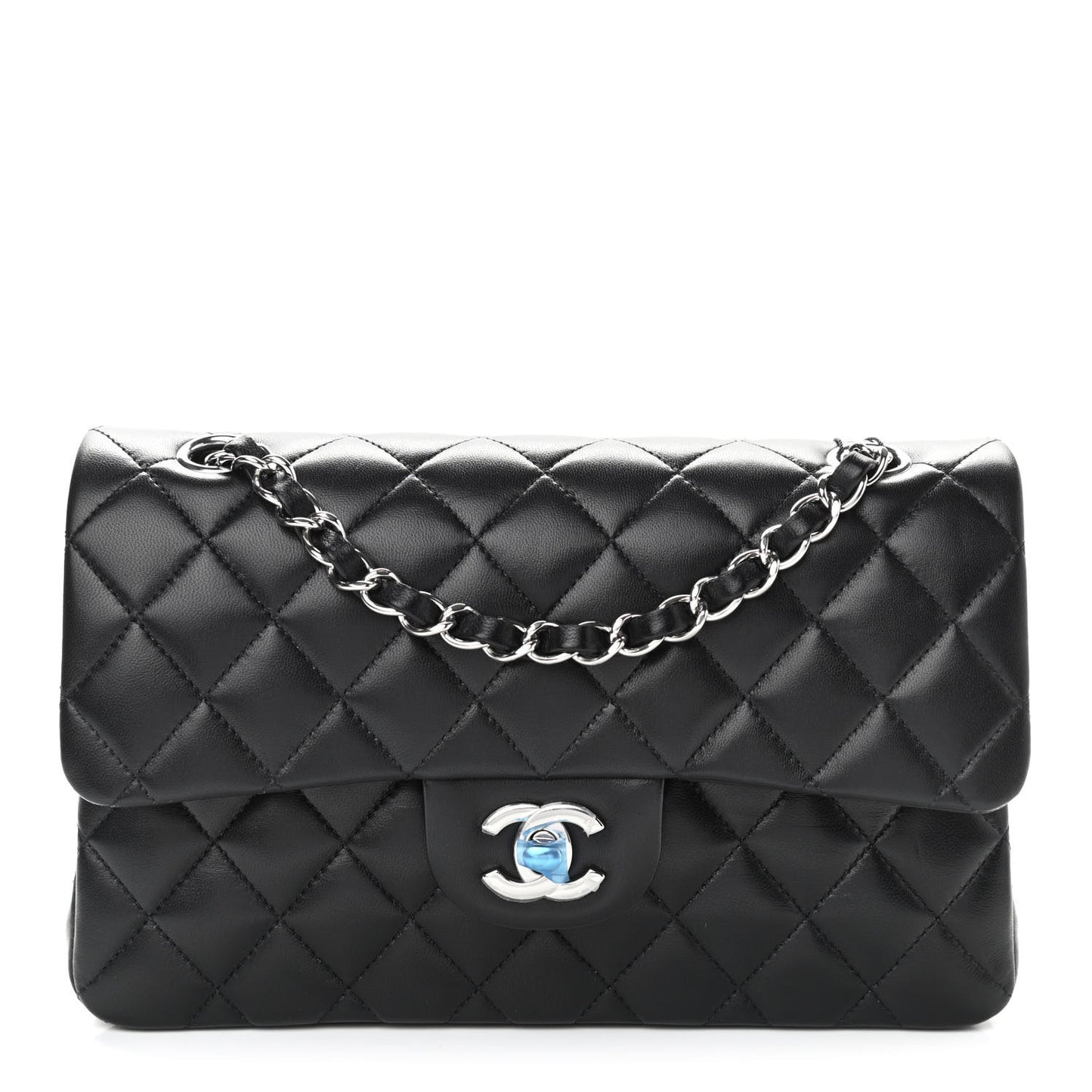 Lambskin Quilted Small Double Flap Black