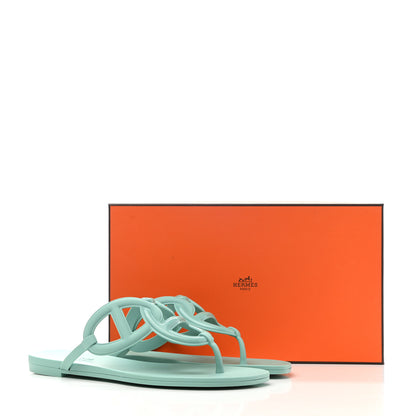 Hermes Rubber Womens Egerie Sandals 37 Vert Embrun 9 of 9