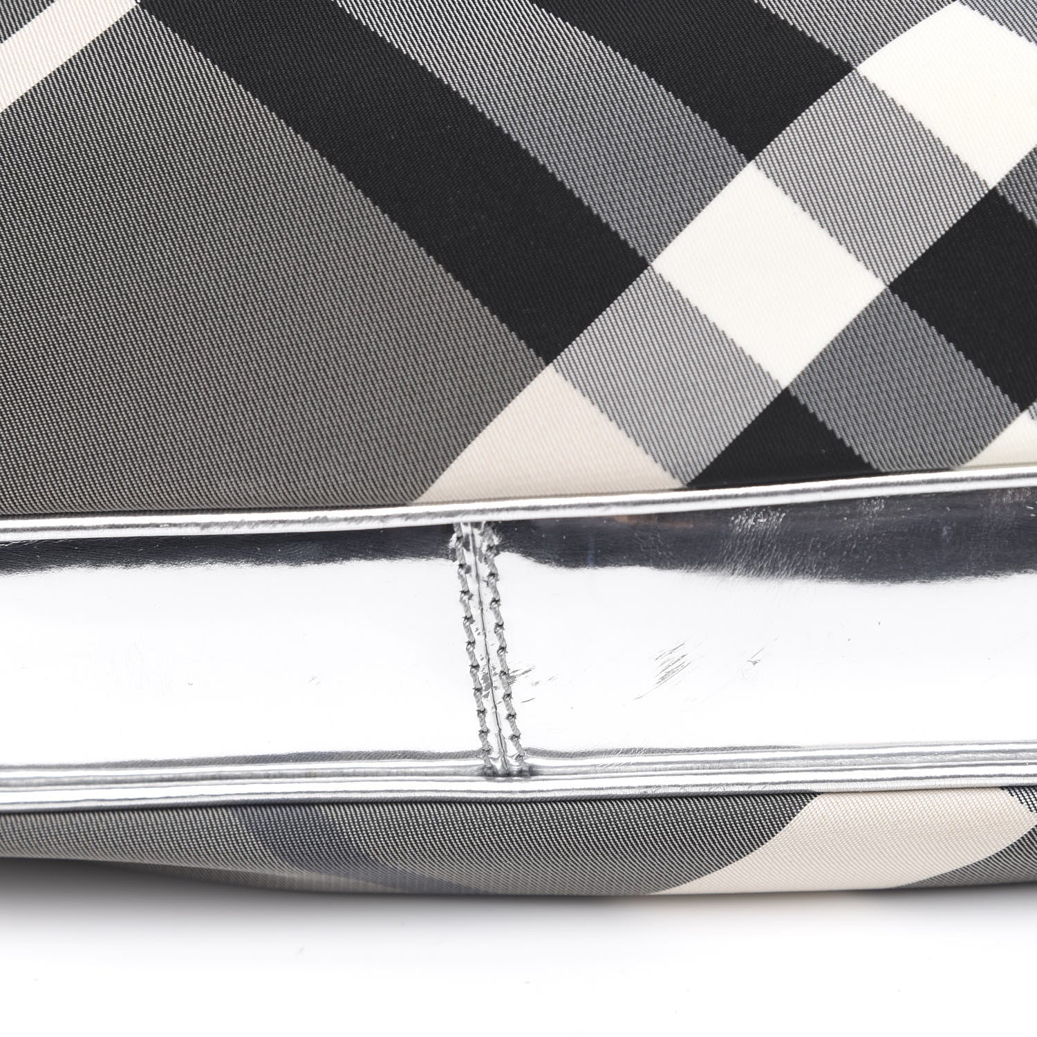 Burberry Metallic Beat Check Small Brooklyn Hobo Silver Black 9 of 14