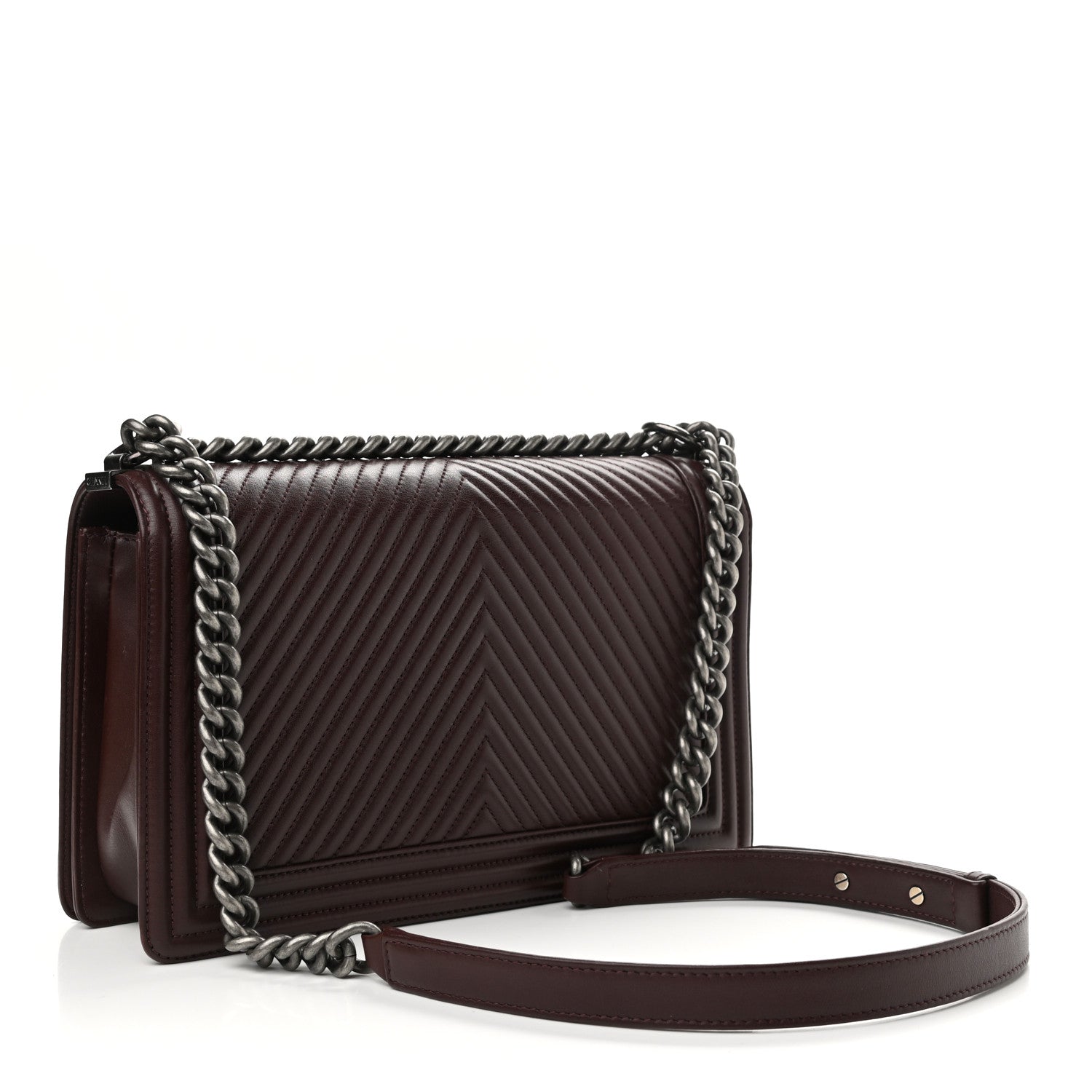 Chanel Calfskin Chevron Quilted New Medium Boy Flap Burgundy 3 of 10