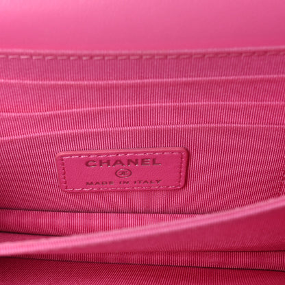 Chanel Lambskin Quilted Mini Wallet On Chain WOC Pink 11 of 21