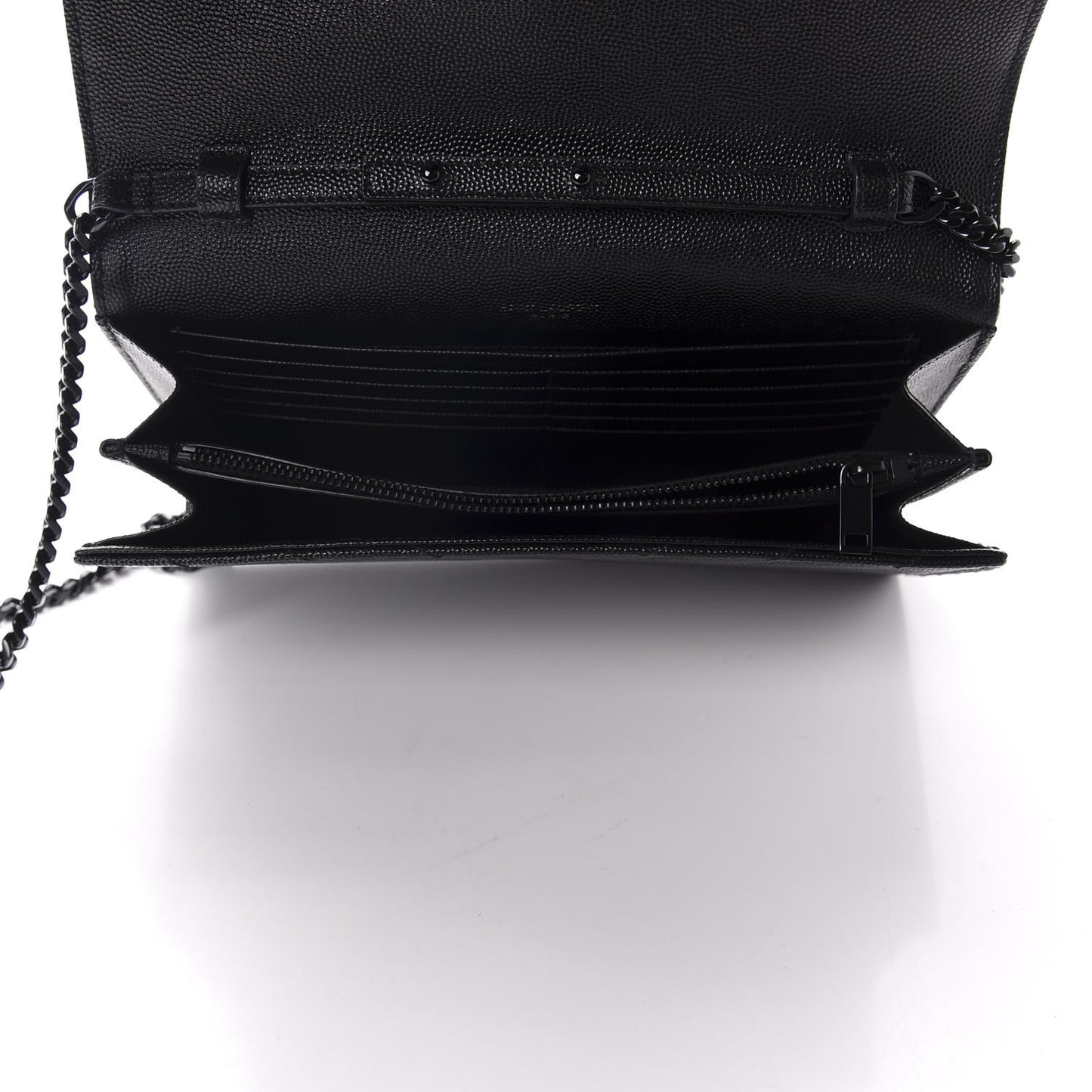 Grain De Poudre Matelasse Chevron Monogram Chain Wallet Black