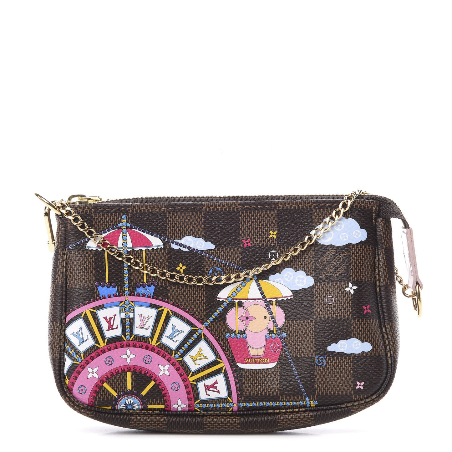 Damier Ebene 2020 Christmas Animation Big Wheel Mini Pochette Accessories Rose Ballerine