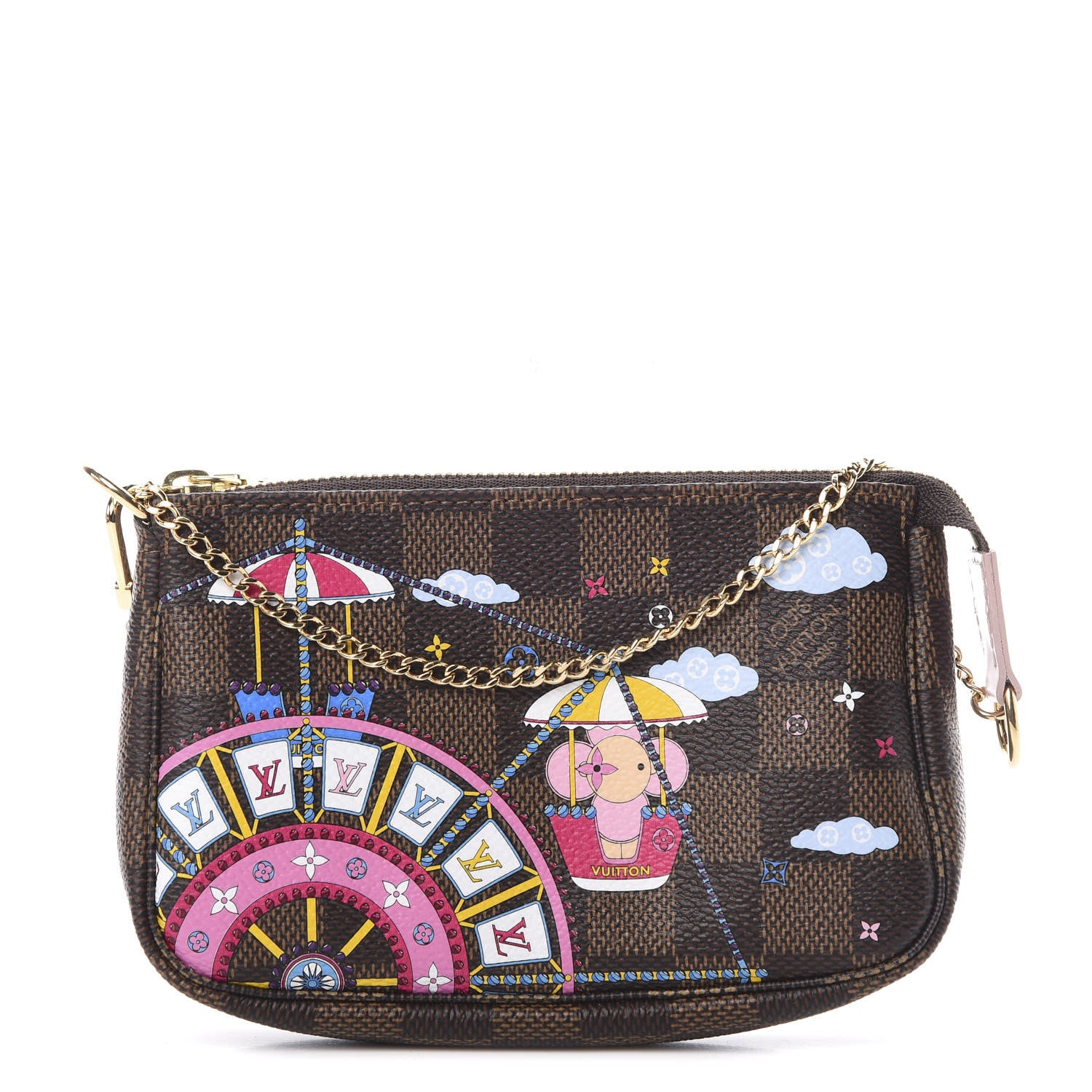 Louis Vuitton Damier Ebene 2020 Christmas Animation Big Wheel Mini Pochette Accessories Rose Ballerine 1 of 7