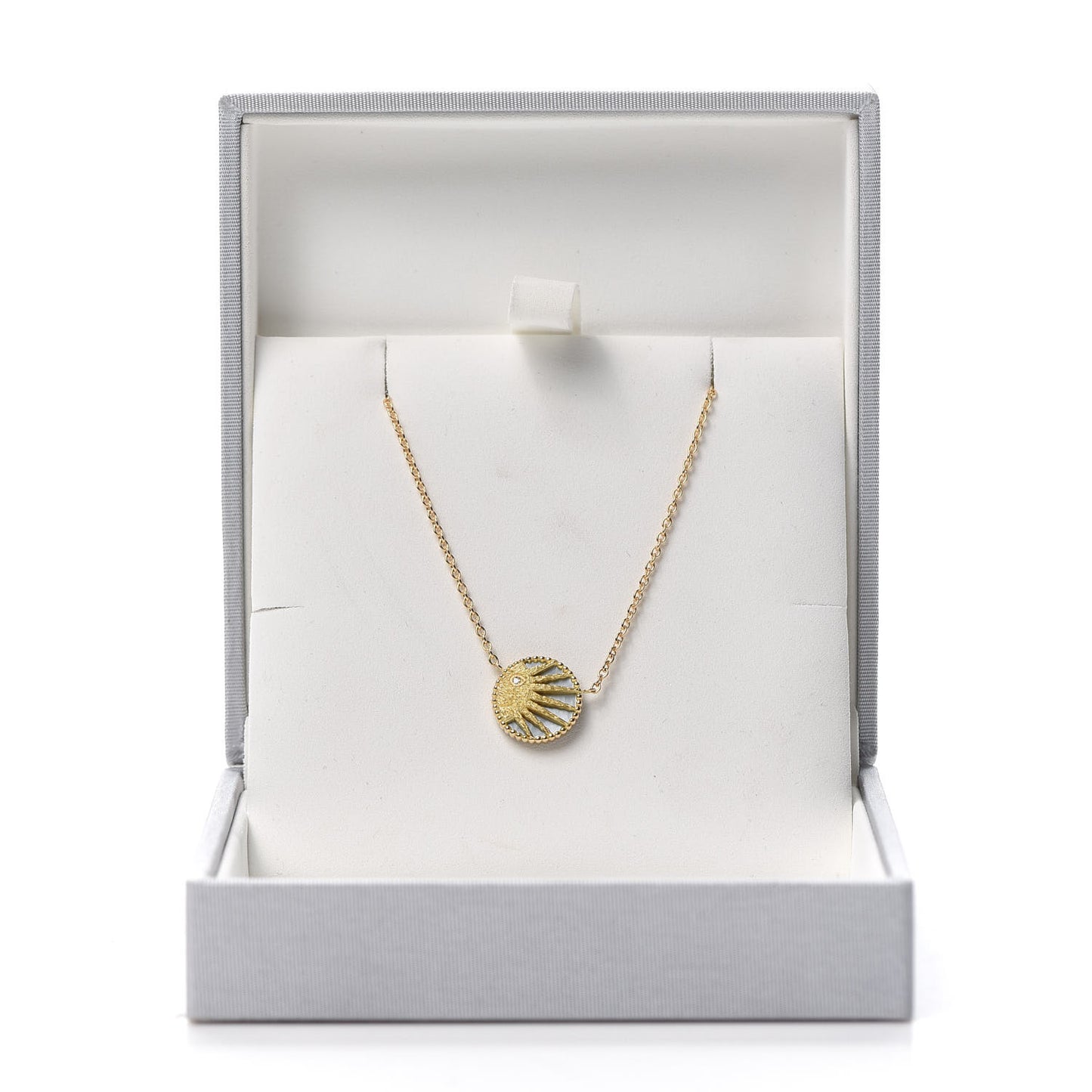 18K Yellow White Gold Diamond Black Onyx Mother of Pearl Rose Celeste Pendant Necklace