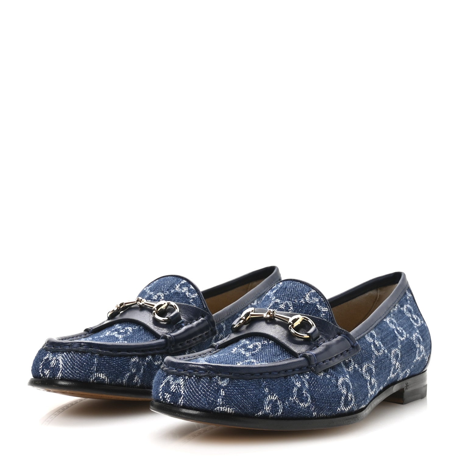 Gucci New Denim Delave GG Monogram Womens 1953 Horsebit Loafers 38 Denim Azure Blue Agata 36.5 Denim Azure Blue Agata 4 of 9