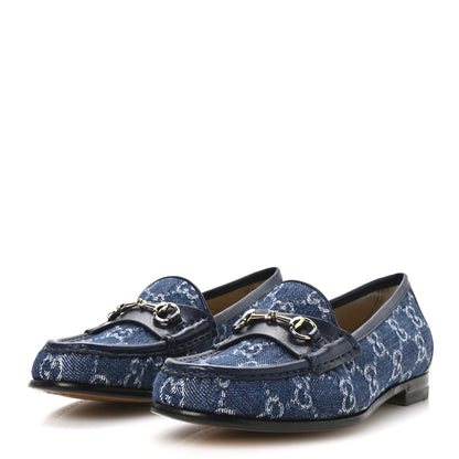 Gucci New Denim Delave GG Monogram Womens 1953 Horsebit Loafers 38 Denim Azure Blue Agata 36.5 Denim Azure Blue Agata 4 of 9