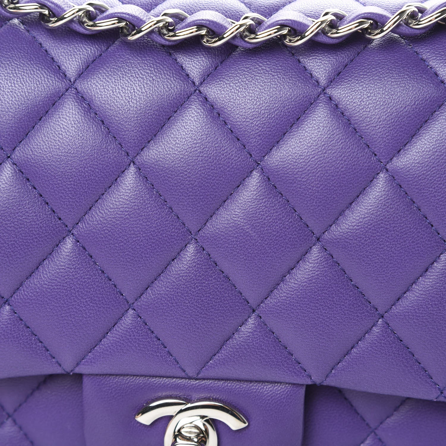 Chanel Lambskin Quilted Medium Double Flap Purple 12 of 16