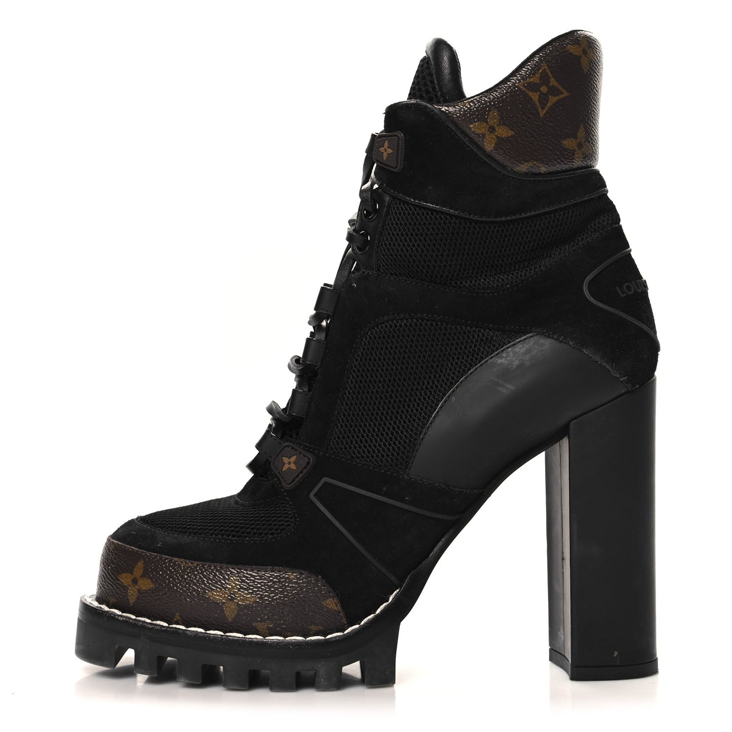 Suede Calfskin Monogram Star Trail Ankle Boots 40 Black
