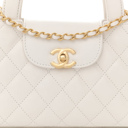 Chanel Shiny Aged Calfskin Quilted Nano Kelly Shopper White 8 of 11