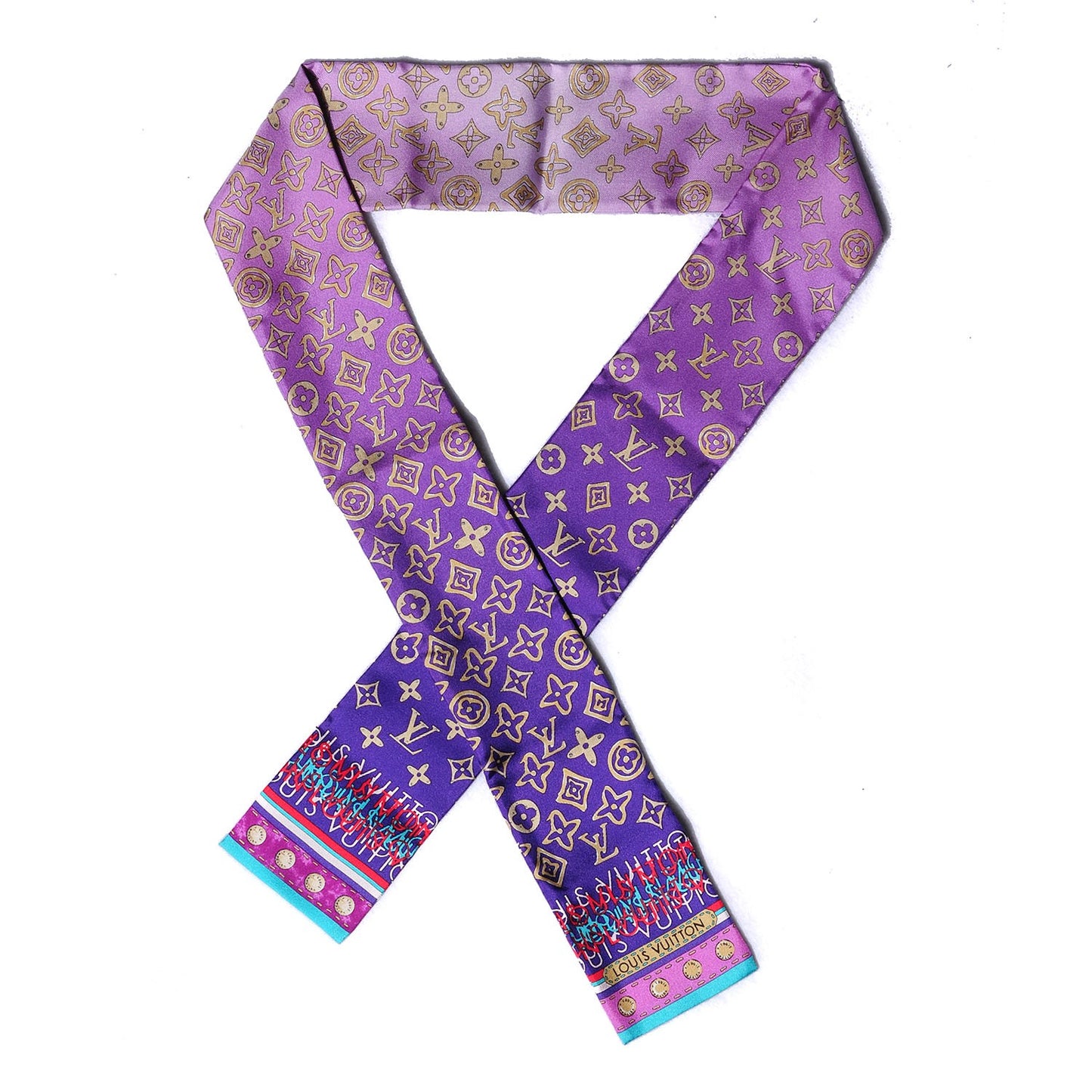 Silk Monogram Map Bandeau Blue Lagon