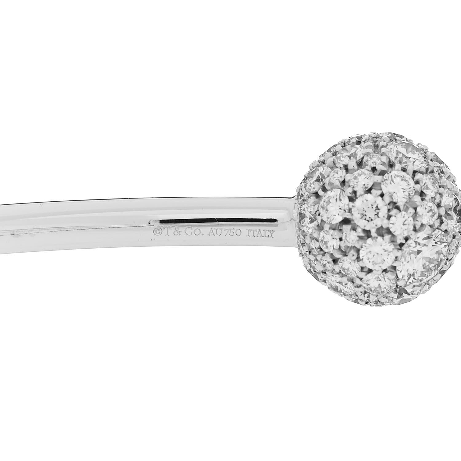 Tiffany 18K White Gold Diamond HardWear Ball Wire Bracelet 3 of 4