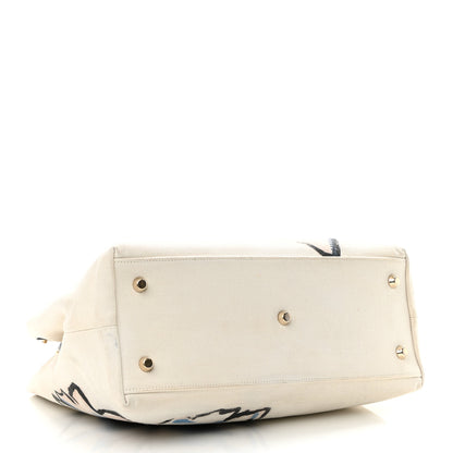 Christian Dior Canvas Printed Flower D-Light Tote White 4 of 11