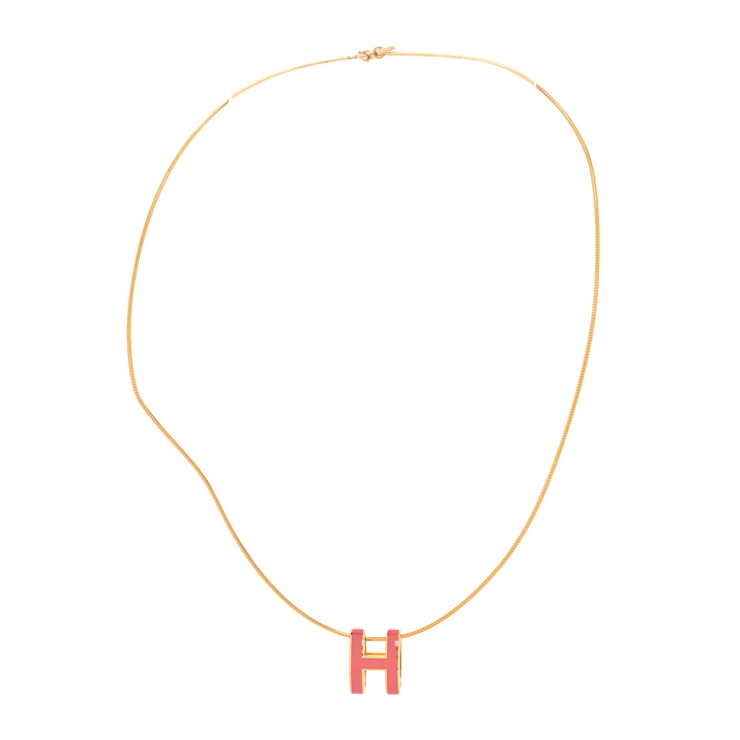 Lacquered Gold Pop H Pendant Necklace