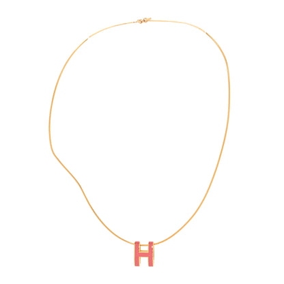 Hermes Lacquered Gold Pop H Pendant Necklace 4 of 6