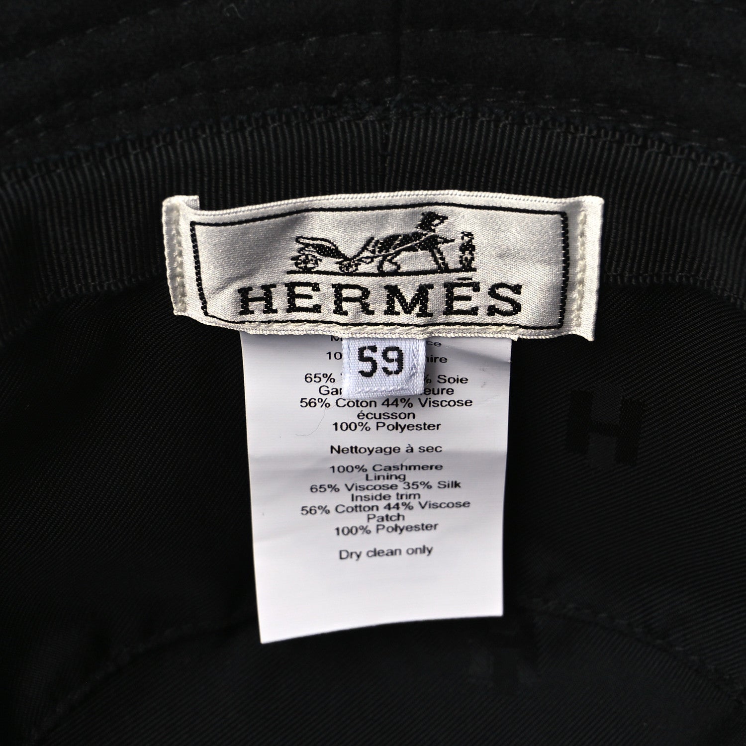 Hermes Cashmere Calvi Bucket Hat 59 Black 7 of 9