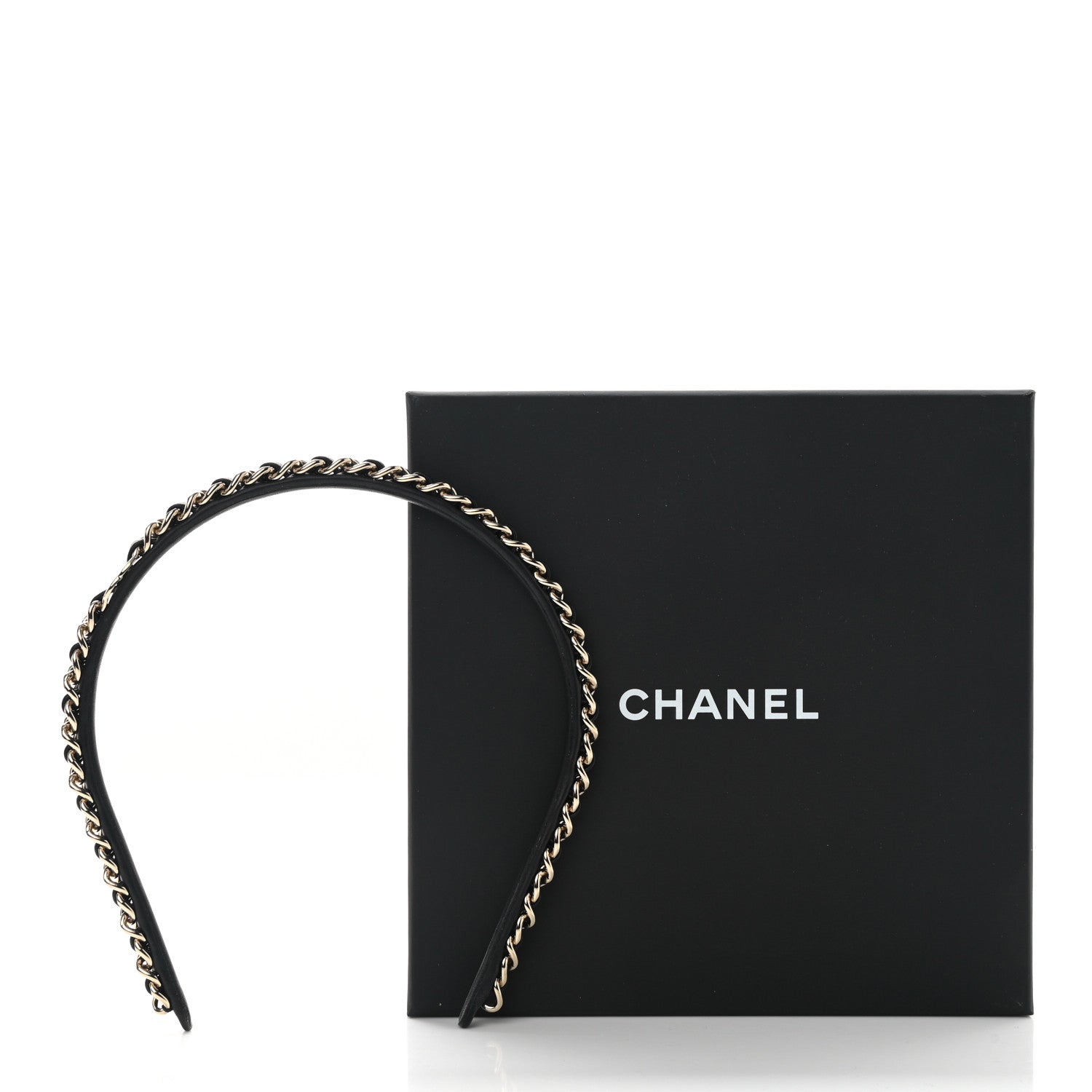 Chanel Lambskin Metal CC Chain Headband Black Gold 5 of 5