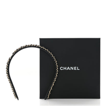 Chanel Lambskin Metal CC Chain Headband Black Gold 5 of 5