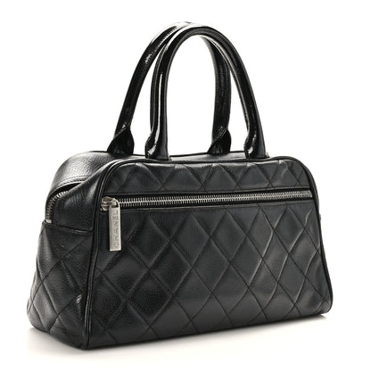 Chanel Caviar Patent Quilted Bowler Black 3 of 9