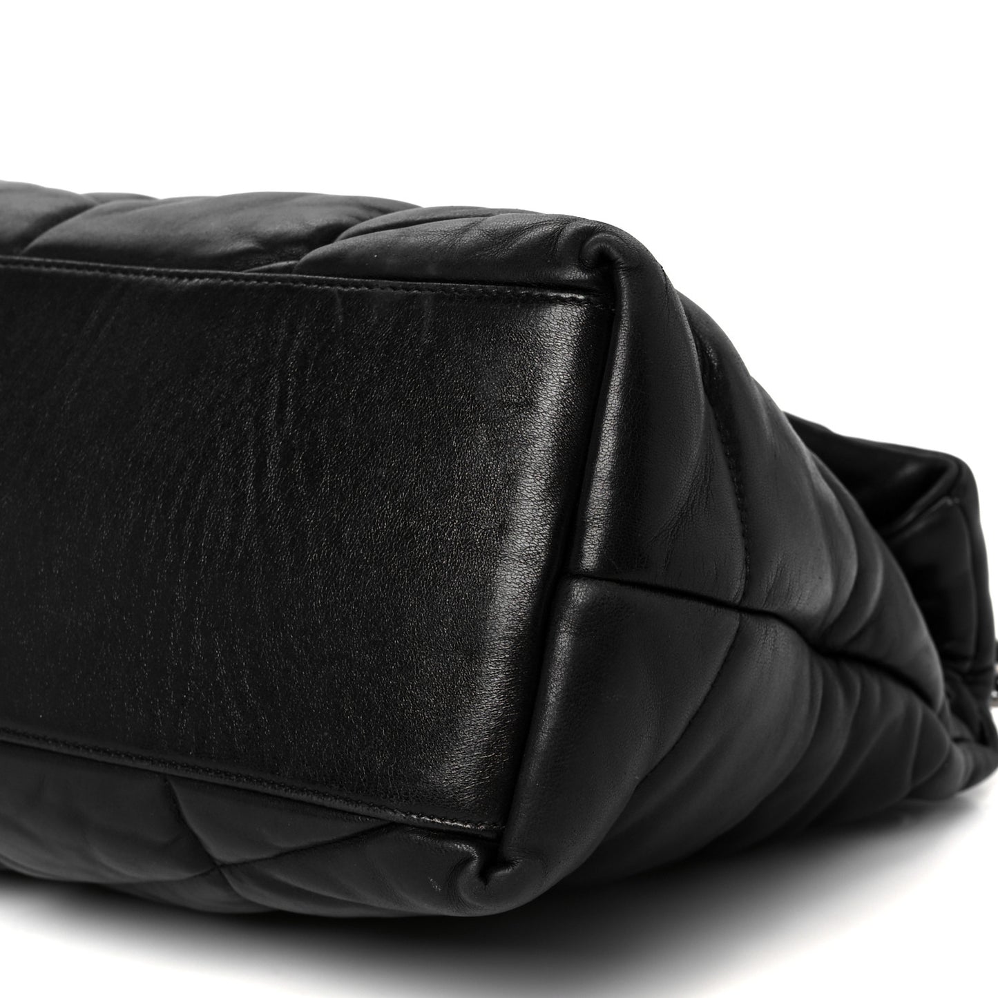 Lambskin Quilted Medium Loulou Puffer Monogram Chain Satchel Black