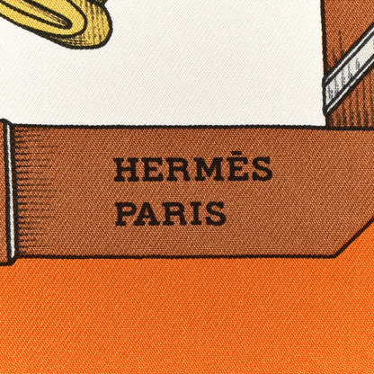 Hermes Silk Les Cheveaux Dechaines Scarf 90 Cream Orange Cuit 2 of 5