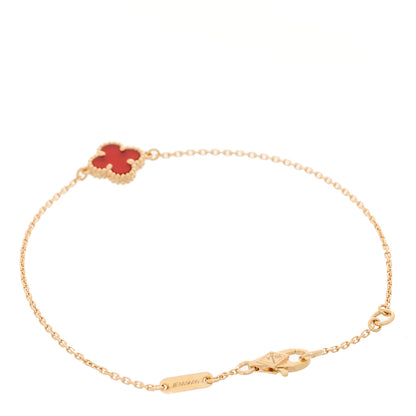 Van Cleef & Arpels 18K Rose Gold Carnelian Sweet Alhambra Bracelet 2 of 5