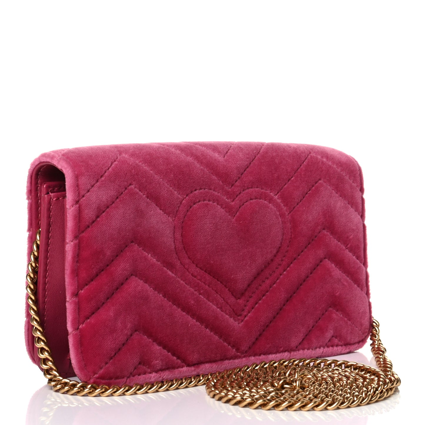 Velvet Matelasse Love Embroidered GG Marmont Mini Bag Light Raspberry Rose
