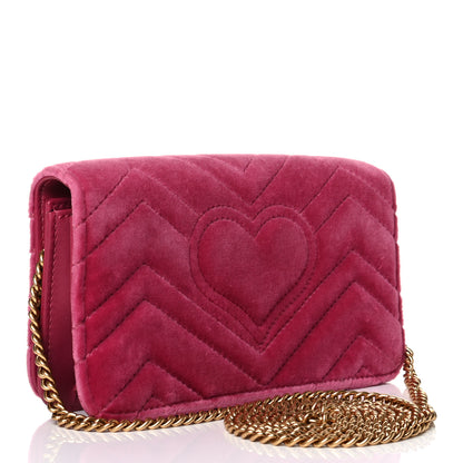 Gucci Velvet Matelasse Love Embroidered GG Marmont Mini Bag Light Raspberry Rose 2 of 6