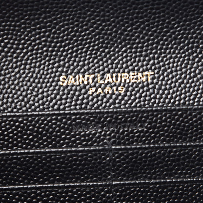 Saint Laurent Grain De Poudre Matelasse Chevron Monogram Flap Wallet Black 6 of 7