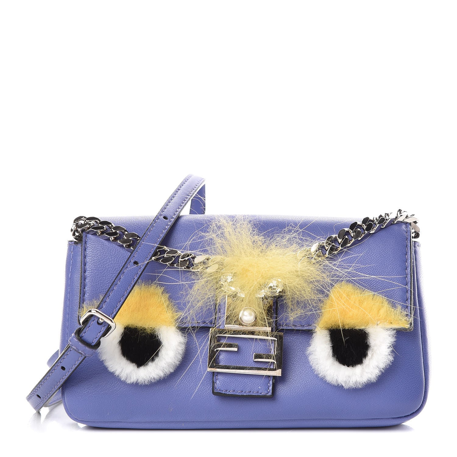 Fendi Nappa Rabbit Fox Fur Micro Buggie Baguette Cassis Giallo Multicolor 1 of 9