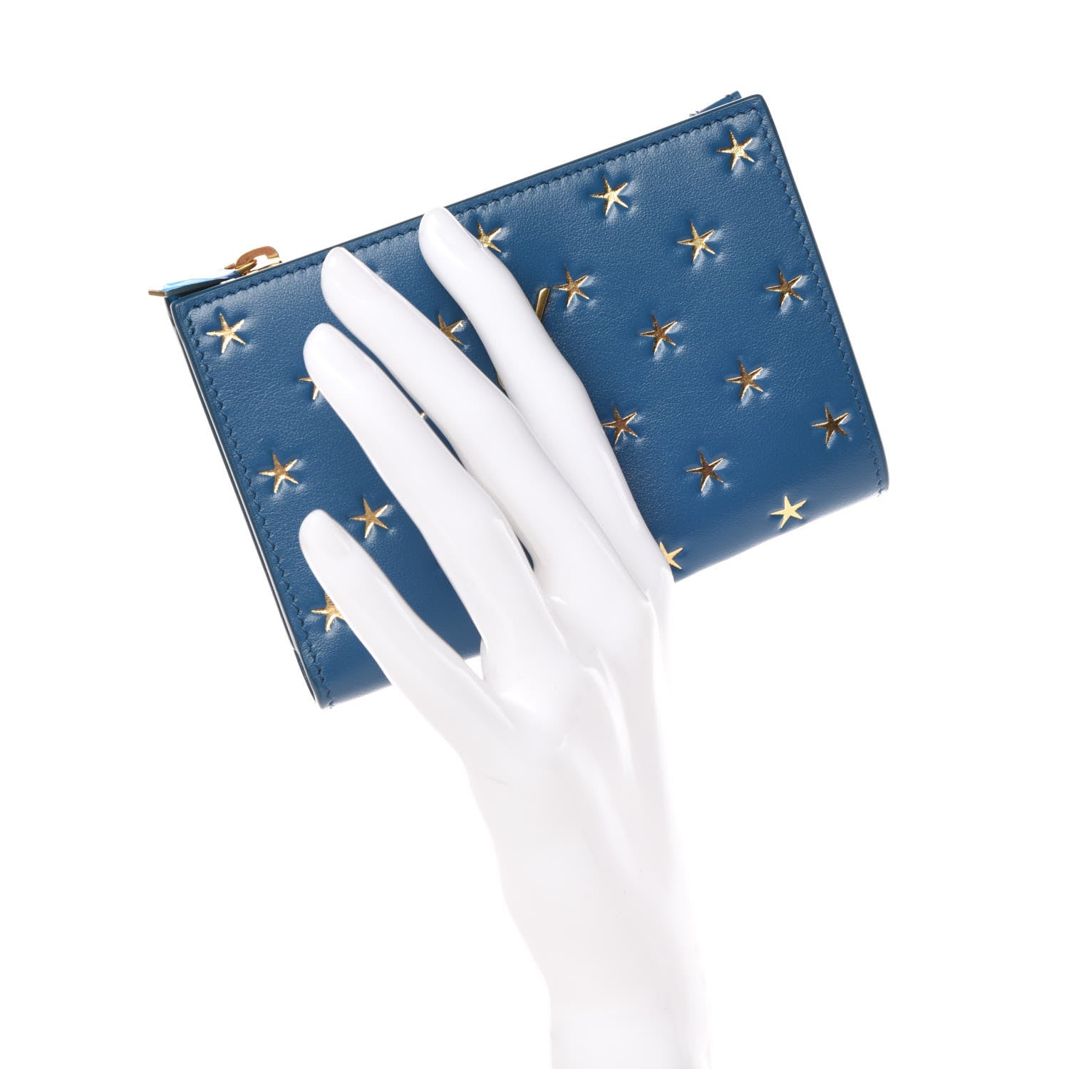 Saint Laurent Calfskin Star Print Monogram Fragments Wallet Blue 2 of 8