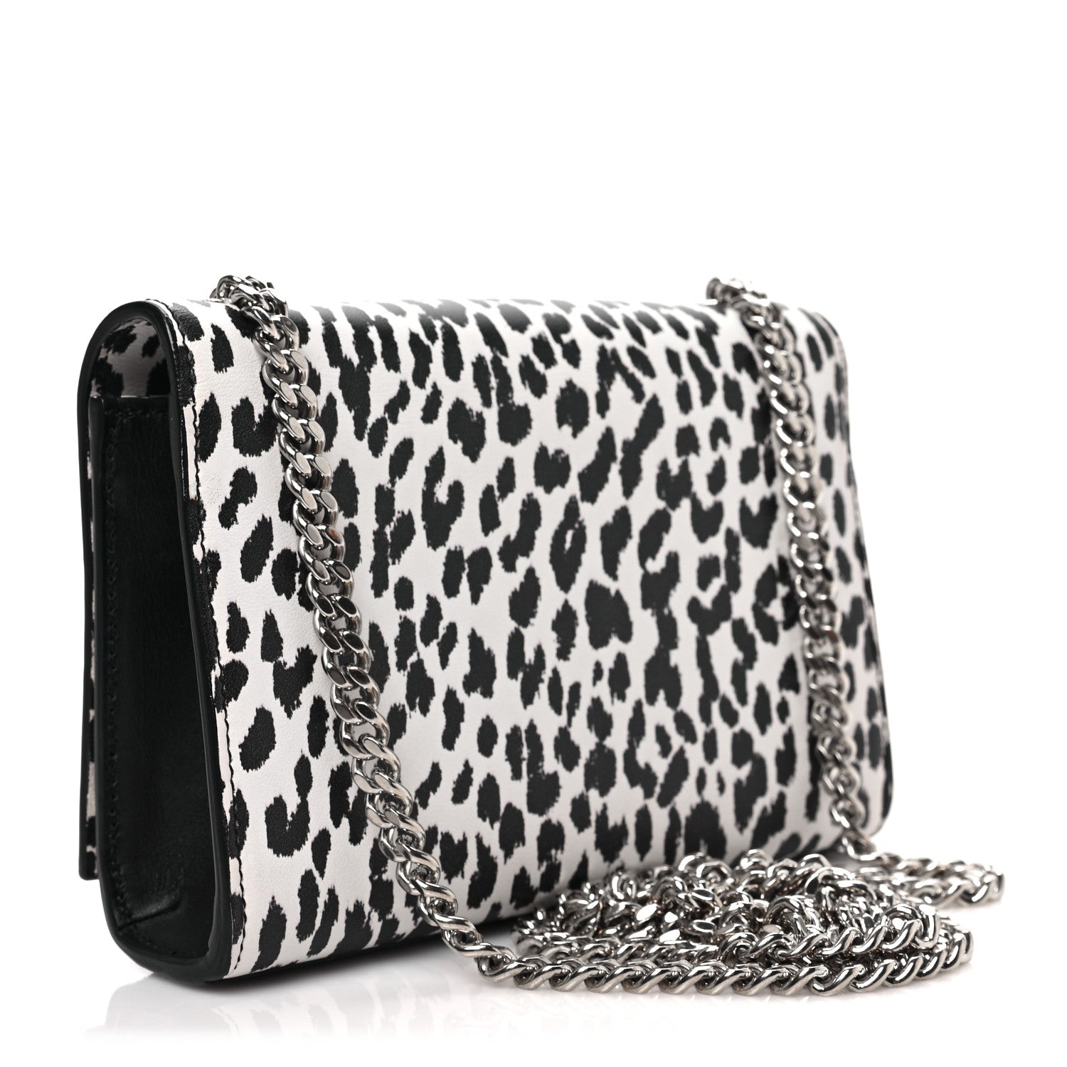 Saint Laurent Calfskin Leopard Small Monogram Kate Satchel White Black 2 of 6