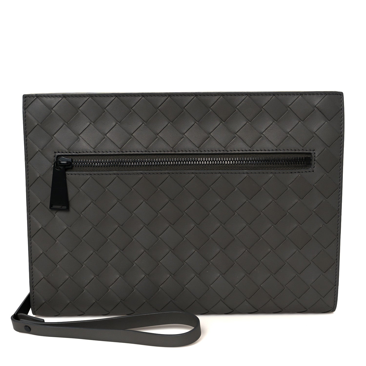 Bottega Veneta Calfskin Intrecciato Small Document Case Grey 1 of 8