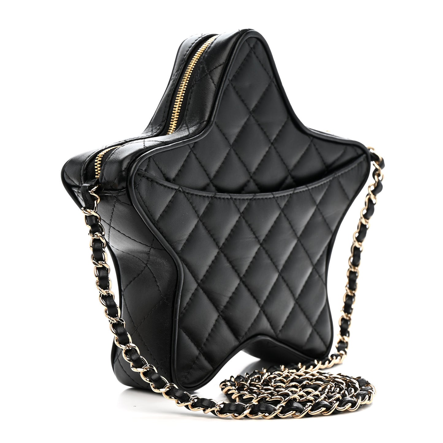Lambskin Quilted Walk of Fame Star Bag Black